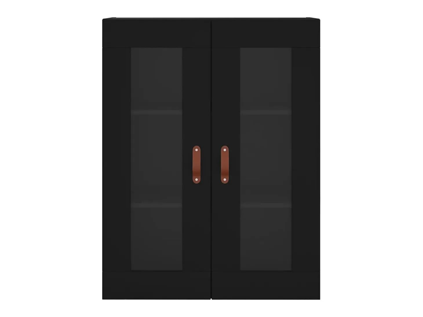 Armarios de pared de 2 piezas de madera de ingeniería negra