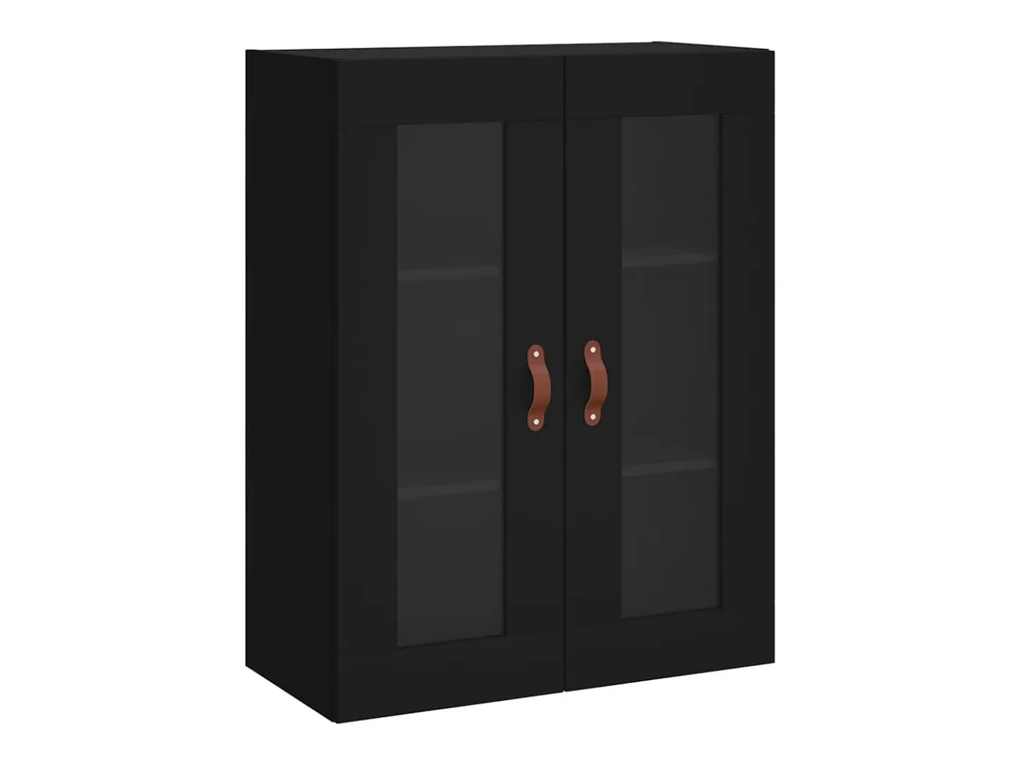 Armarios de pared de 2 piezas de madera de ingeniería negra
