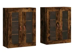Armarios de pared de 2 piezas, roble ahumado, madera de ingeniería