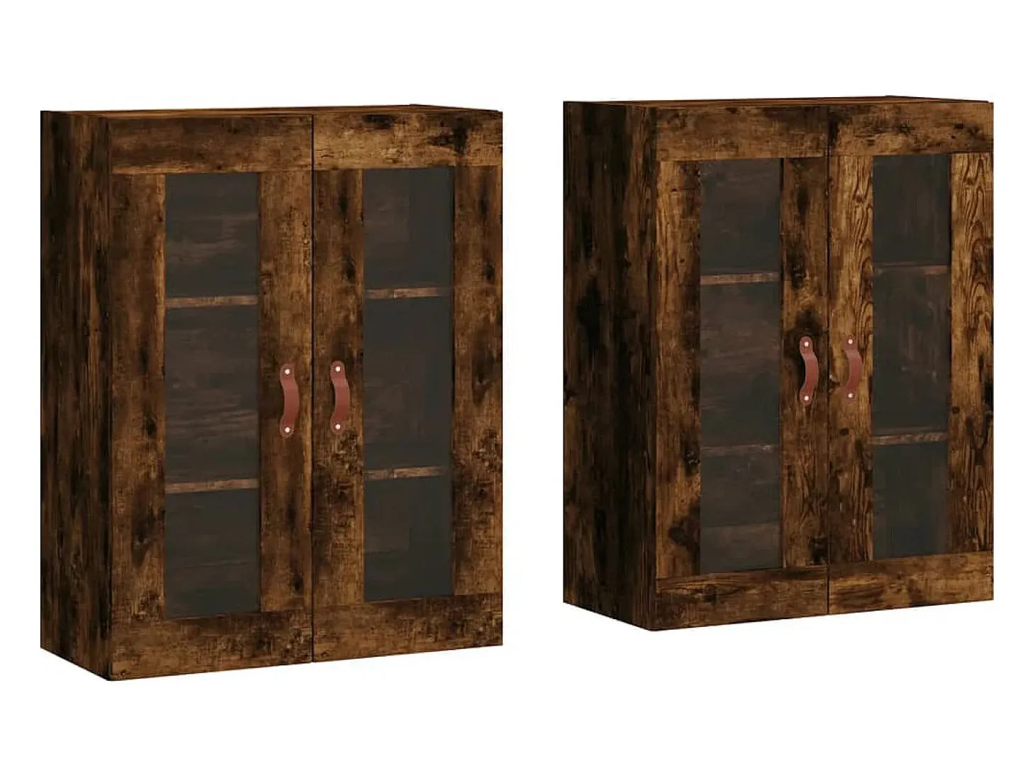 Armarios de pared de 2 piezas, roble ahumado, madera de ingeniería