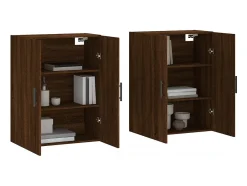 Armarios de pared de 2 piezas, roble marrón, 69,5x34x90 cm