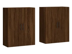 Armarios de pared de 2 piezas, roble marrón, 69,5x34x90 cm
