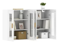 Armarios de pared de 2 piezas, madera de ingeniería blanca