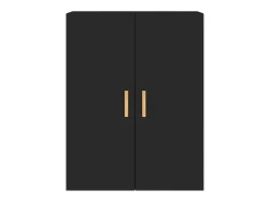 Armarios de pared de 2 piezas de madera de ingeniería negra