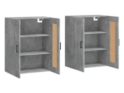 Armarios de pared de 2 piezas, gris hormigón, madera de ingeniería