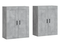 Armarios de pared de 2 piezas, gris hormigón, madera de ingeniería