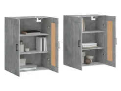 Armarios de pared de 2 piezas, gris hormigón, madera de ingeniería