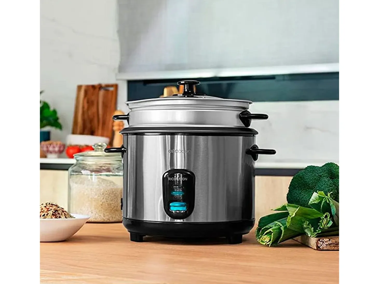 Arrocera eléctrica Cecotec RiceFusion 7000 Inox 700W 1,8L inox/negro