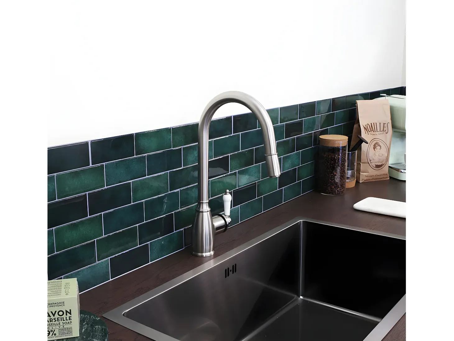 Ascott Mezclador para fregadero con ducha extraíble, estilo acero inoxidable Essebagno