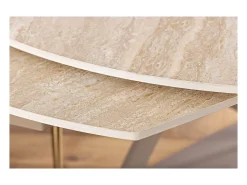 ATONIA – Oval extensible 130 a 190 cm – Superficie de cerámica efecto mármol beige – Patas de metal – Estilo moderno