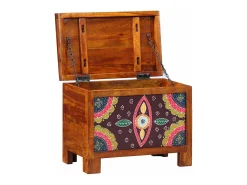 Baúl de almacenaje marrón miel 50x30x40 cm en madera maciza de acacia