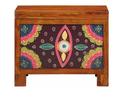 Baúl de almacenaje marrón miel 50x30x40 cm en madera maciza de acacia
