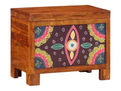 Baúl de almacenaje marrón miel 50x30x40 cm en madera maciza de acacia