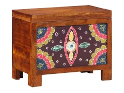 Baúl de almacenaje marrón miel 50x30x40 cm en madera maciza de acacia