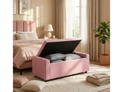 Banco con almacenamiento de tela para dormitorio y recibidor Merak - Rosa