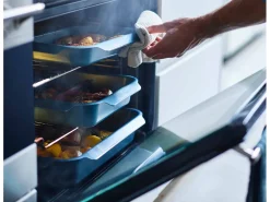 Bandejas para asar antiadherentes Joseph Joseph Nest Oven, set de 3, acero carbono, ahorro de espacio, apto para horno, color azul.