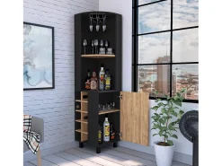 Bar Esquinero Kaia, con 1 Puerta y Botellero , 179.83 cm X 44.95 cm X 44.95 cm , Multicolor