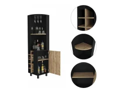Bar Esquinero Kaia, con 1 Puerta y Botellero , 179.83 cm X 44.95 cm X 44.95 cm , Multicolor