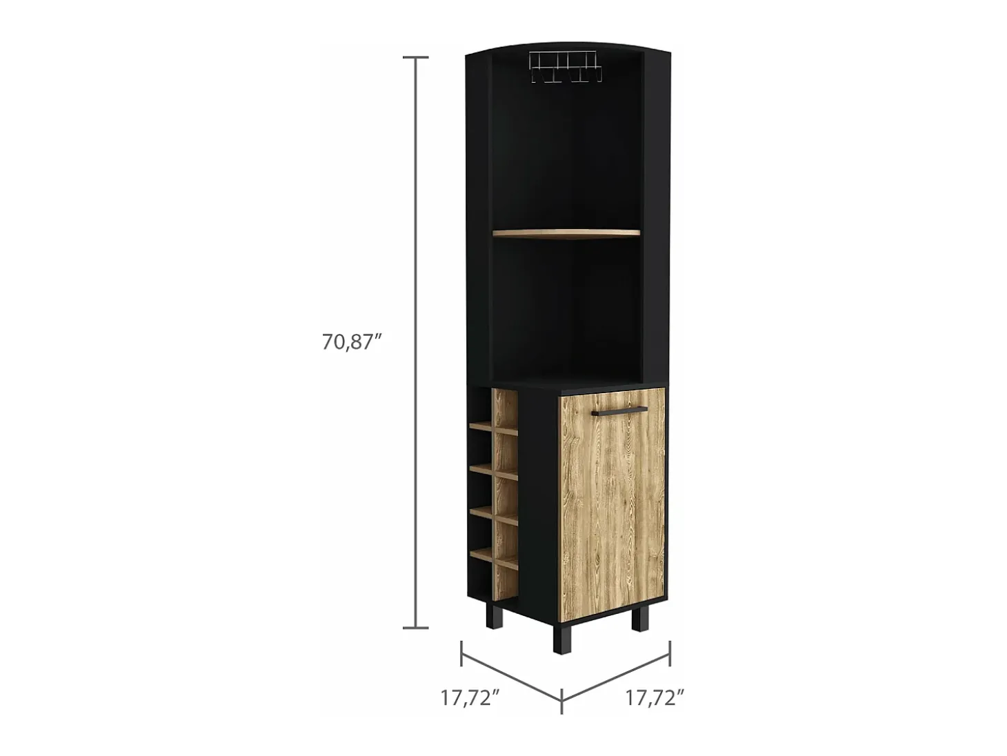 Bar Esquinero Kaia, con 1 Puerta y Botellero , 179.83 cm X 44.95 cm X 44.95 cm , Multicolor