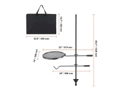 Barbacoa, SucceBuy Barbacoa Giratoria para Campamento, de Acero Resistente, con Rejilla Ajustable para Fuego Abierto, para Exteriores