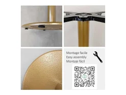 Barra alta redonda Ø 60 cm Rome bistro mármol veteado brillante