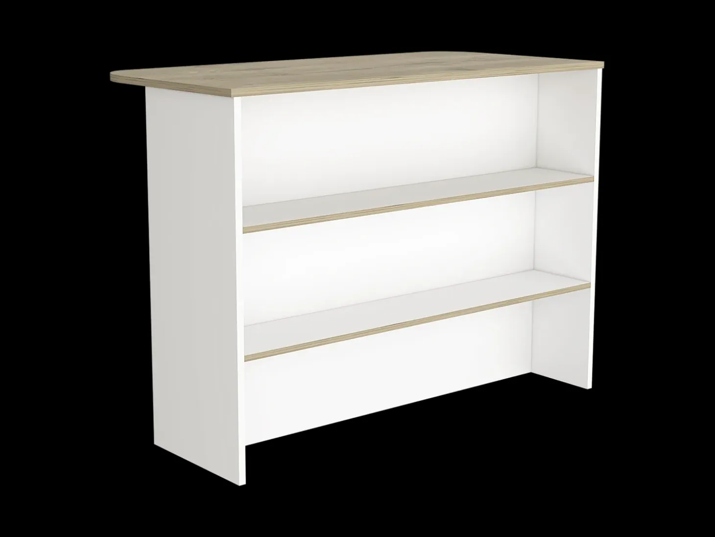 Barra de Cocina Fendi en melamina con tres estantes , 90 X 120 X 60 cm , Blanco / Miel
