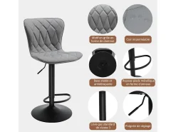 Barra elevable - 2 gris oscuro, acolchado diamante 'piel de gato'