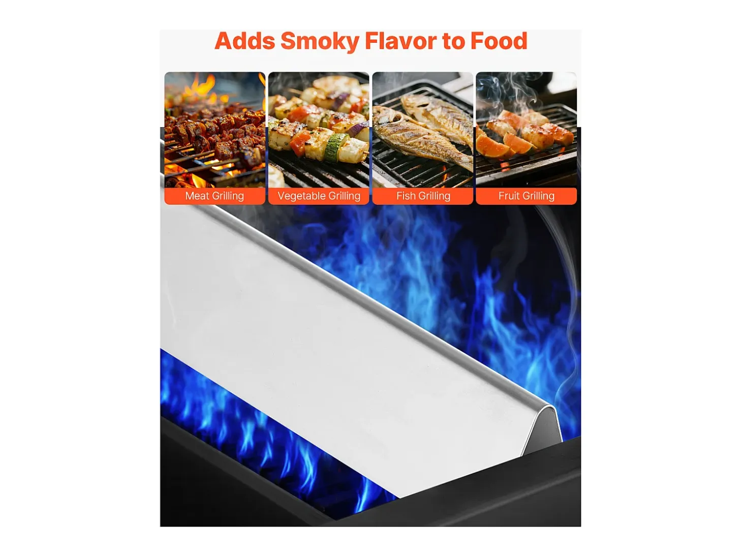 Barras de Cubrequemadores y Difusor SucceBuy de Calor para Barbacoa 7PCs, Deflector de Grasa para Quemador 44,6 cm, para Barbacoas Weber Genesis Serie 300