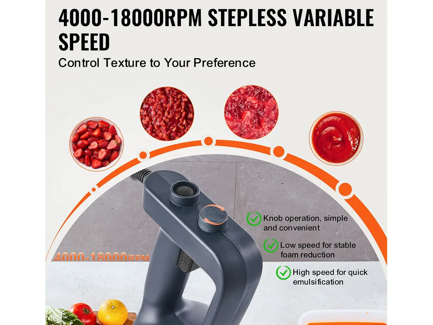 Batidora de Inmersión Comercial SucceBuy, 500 W, Velocidad Variable, Ideal para Diversas Salsas, Sopas y Más