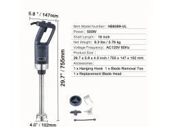 Batidora de Inmersión Comercial SucceBuy, 500 W, Velocidad Variable, Ideal para Diversas Salsas, Sopas y Más