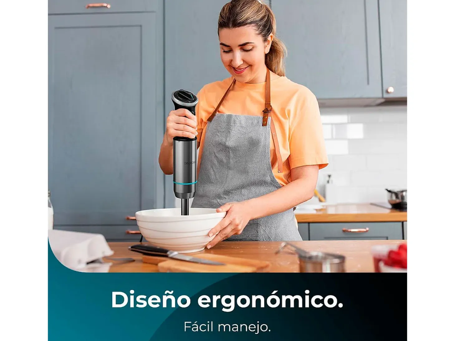 Batidora de mano Cecotec Power Neutron 1100MAX Cream&Crush 1100W con accesorios inox