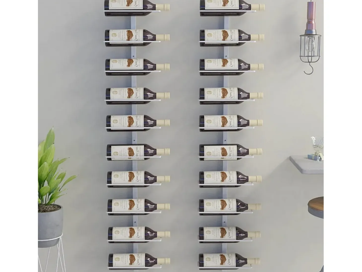 Belfield Botellero de pared para 10 botellas 2 unidades metal blanco