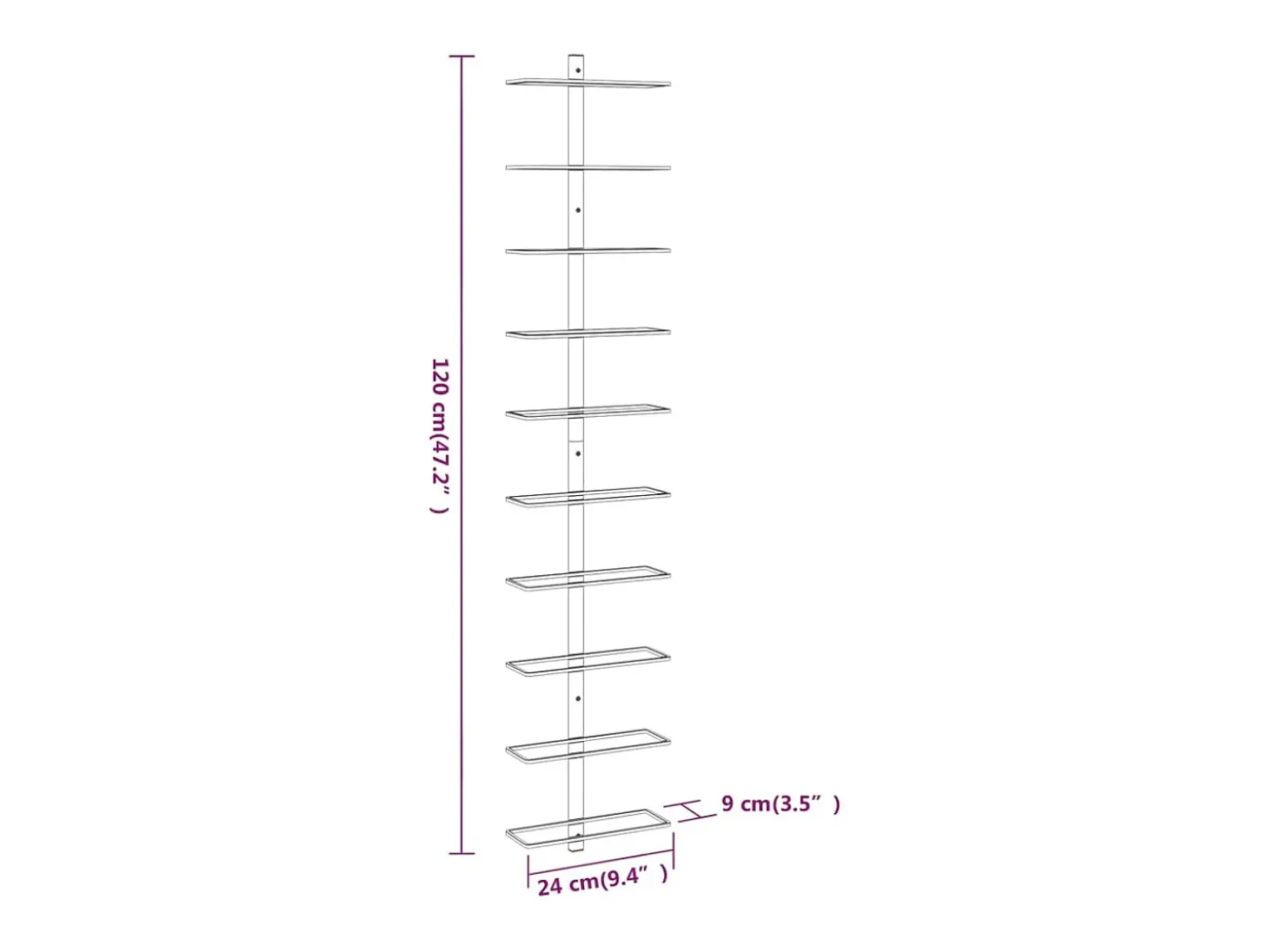 Belfield Botellero de pared para 10 botellas 2 unidades metal blanco