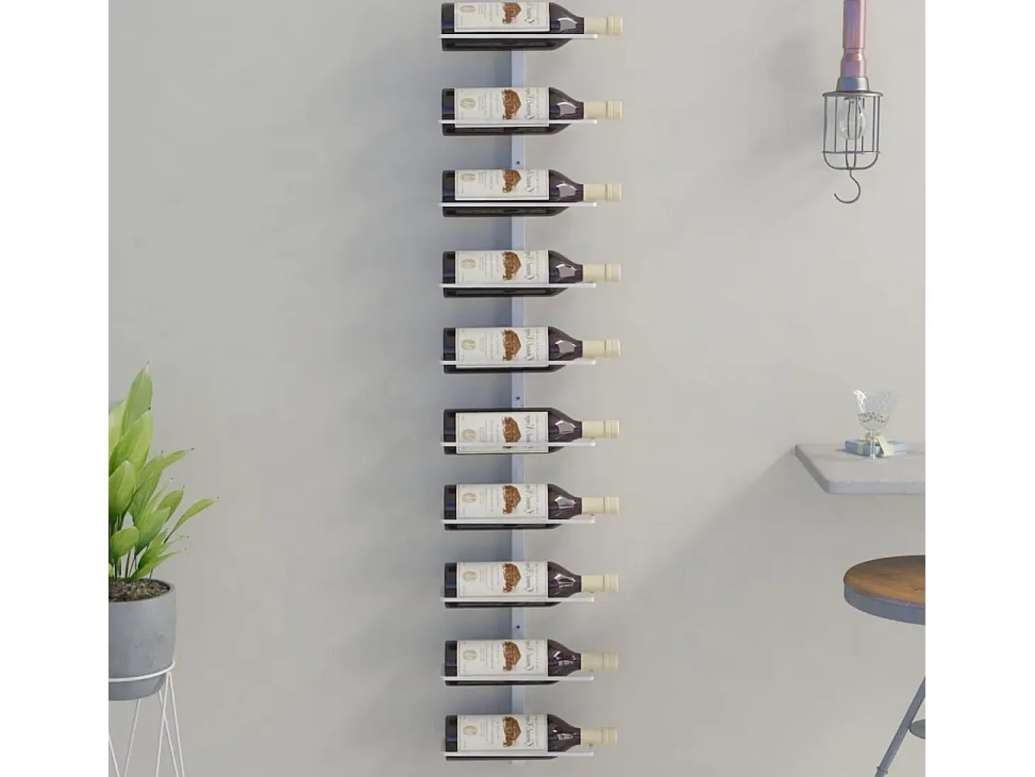 Belfield Botellero de pared para 10 botellas de metal blanco