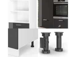 Bloque de cocina antracita brillo intenso/blanco 180x46x81.6 r-line