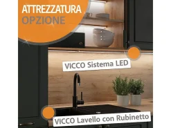 Bloque de cocina antracita brillo intenso/blanco 180x46x81.6 r-line