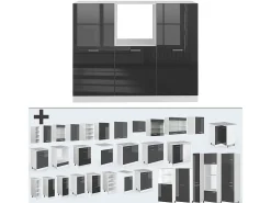 Bloque de cocina antracita brillo intenso/blanco 180x46x81.6 r-line
