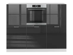 Bloque de cocina antracita brillo intenso/blanco 180x46x81.6 r-line