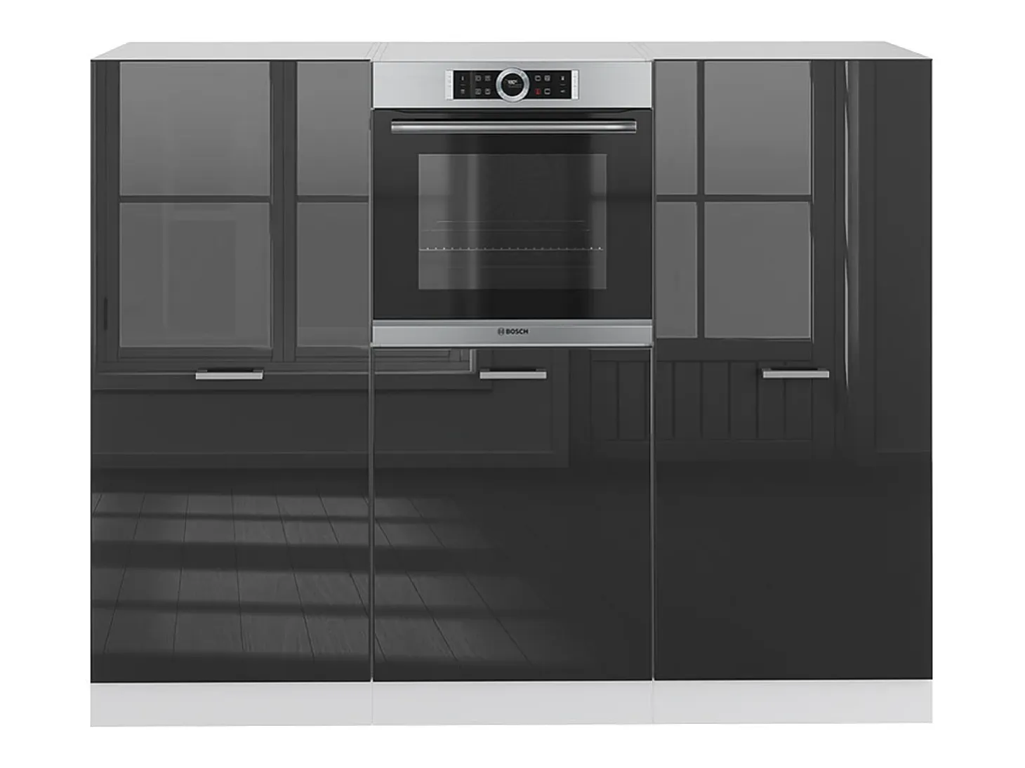 Bloque de cocina antracita brillo intenso/blanco 180x46x81.6 r-line