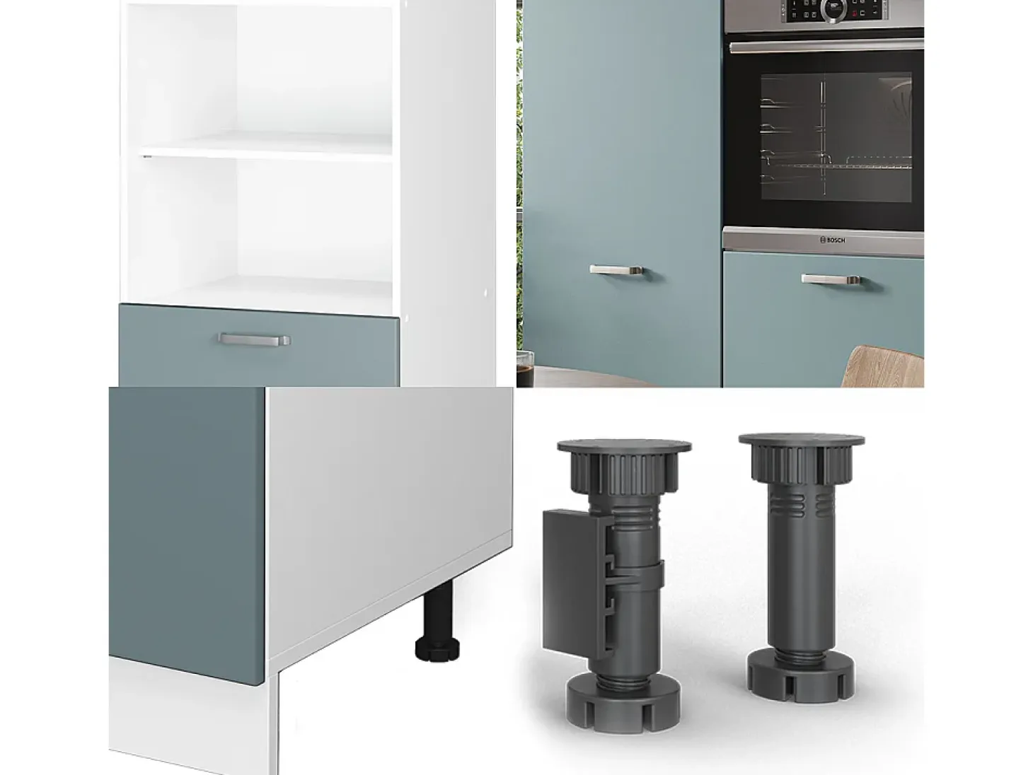 Bloque de cocina azul-gris-blanco 180x46x81.6 r-line