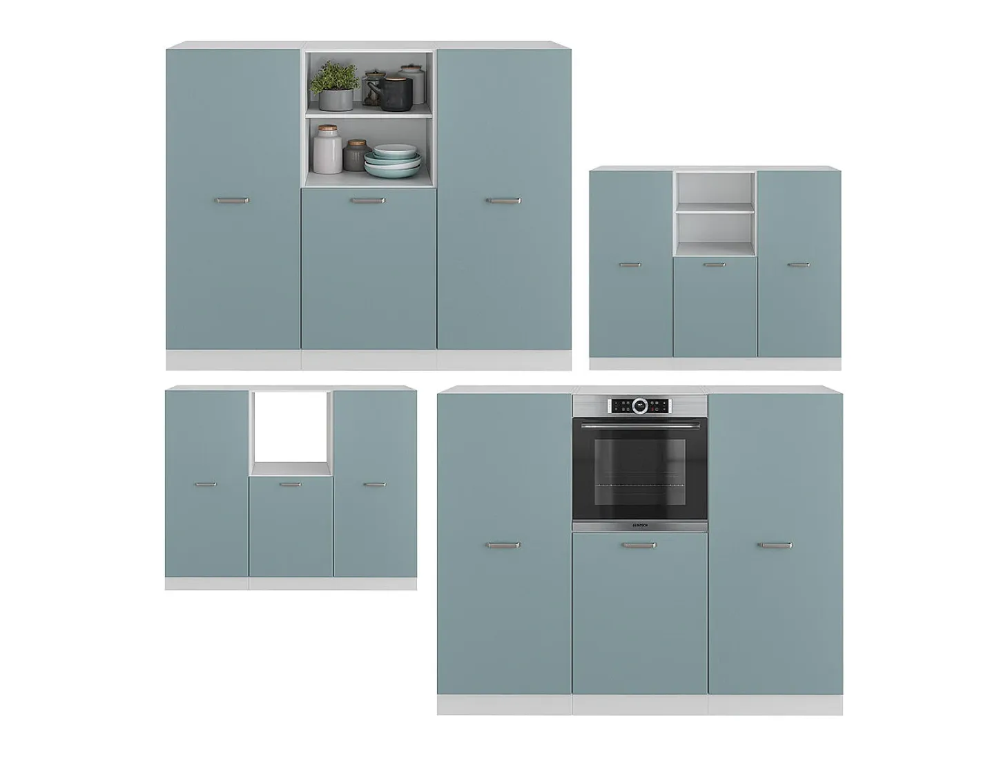 Bloque de cocina azul-gris-blanco 180x46x81.6 r-line
