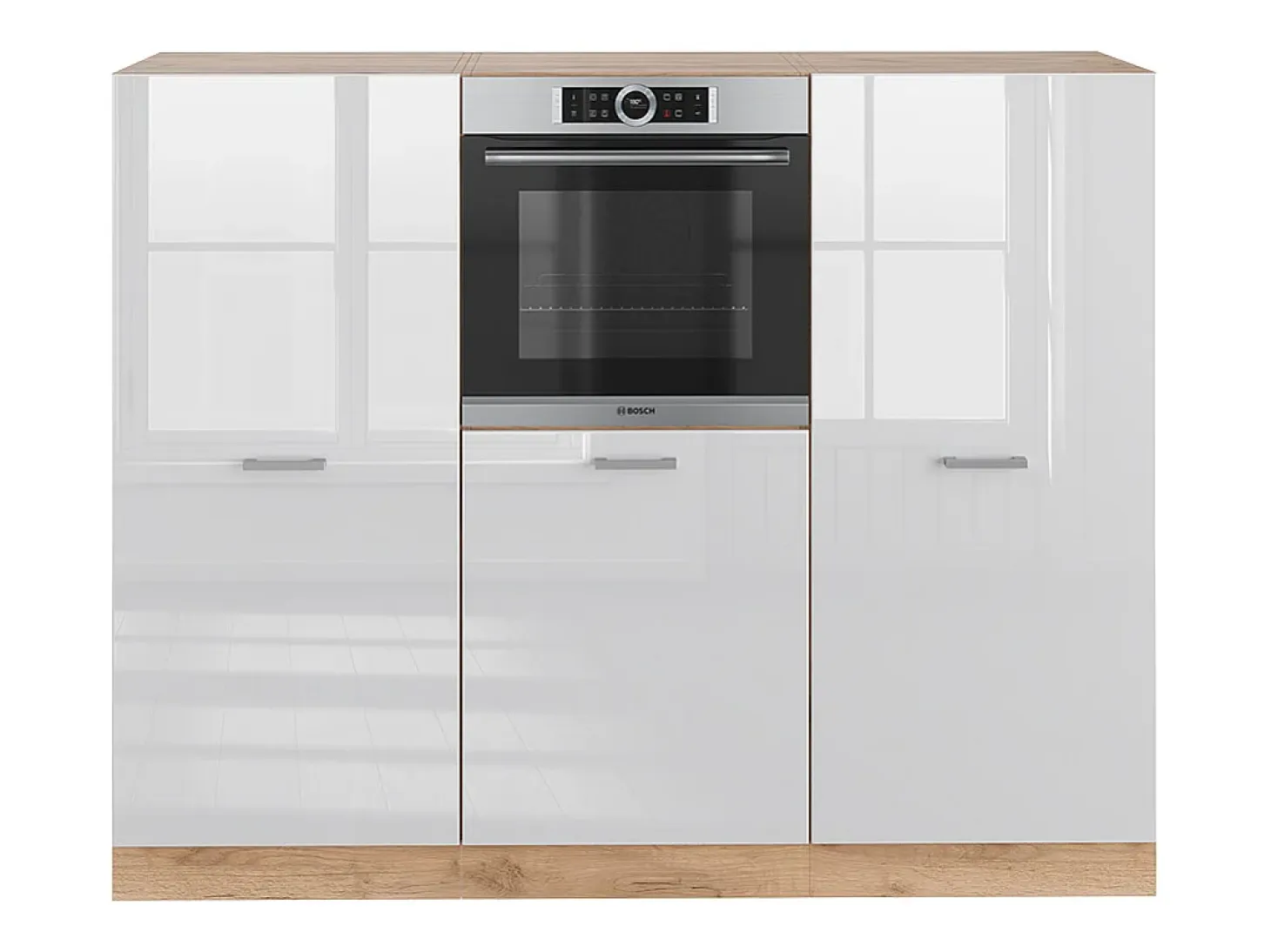 Bloque de cocina blanco brillo intenso/roble dorado 180x46x81.6 r-line