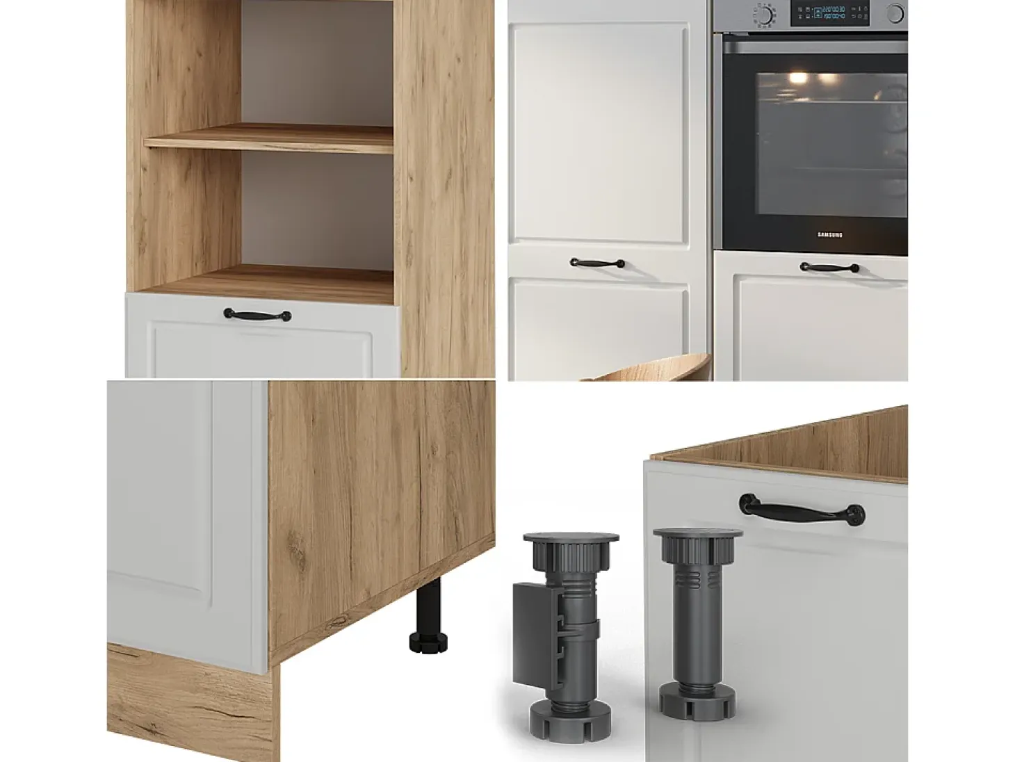 Bloque de cocina casa de campo blanca/roble dorado 180x46x81.6 r-line