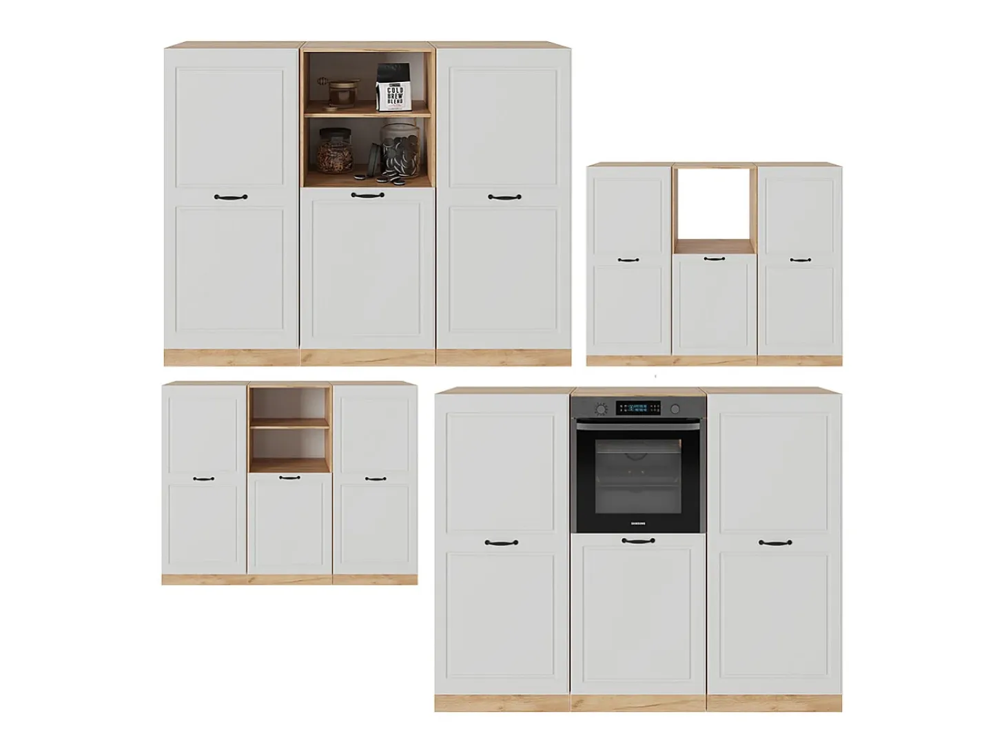Bloque de cocina casa de campo blanca/roble dorado 180x46x81.6 r-line