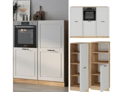 Bloque de cocina casa de campo blanca/roble dorado 180x46x81.6 r-line