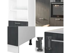 Bloque de cocina hormigón negro/blanco 180x46x81.6 r-line
