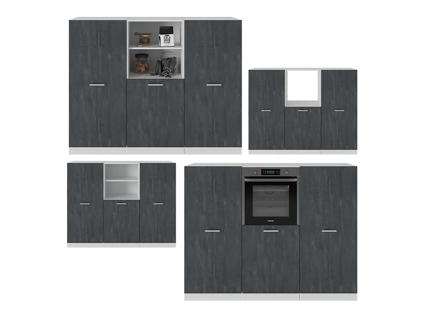 Bloque de cocina hormigón negro/blanco 180x46x81.6 r-line