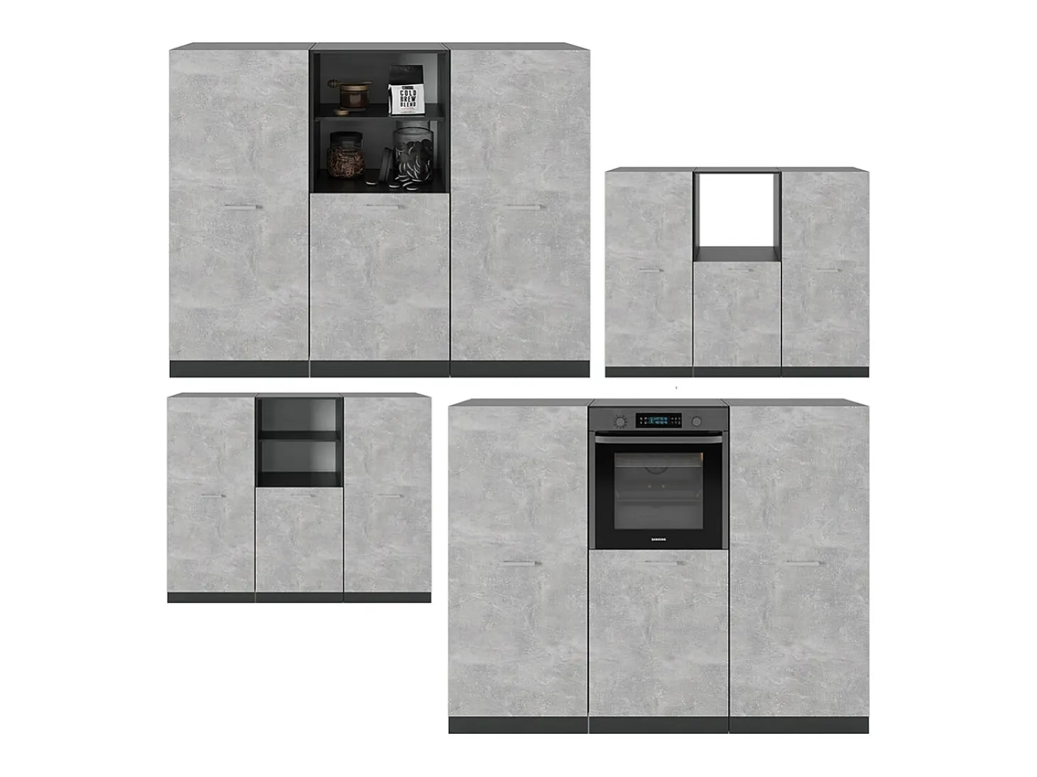 Bloque de cocina hormigón/antracita 180x46x81.6 r-line