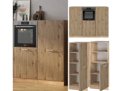 Bloque de cocina roble artesanal/roble dorado 180x46x81.6 r-line