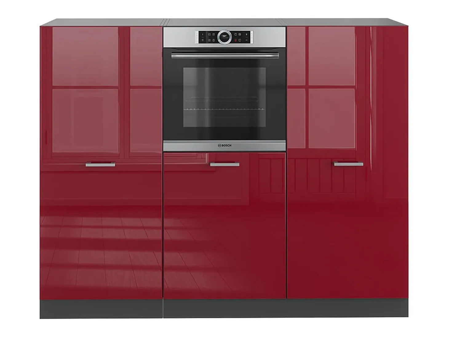 Bloque de cocina rojo brillo intenso/antracita 180x46x81.6 r-line